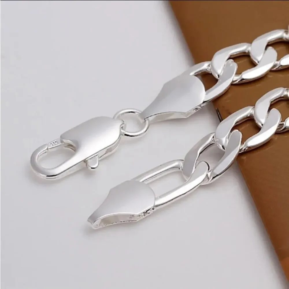 Sterling Silver Figaro 12mm Bracelet